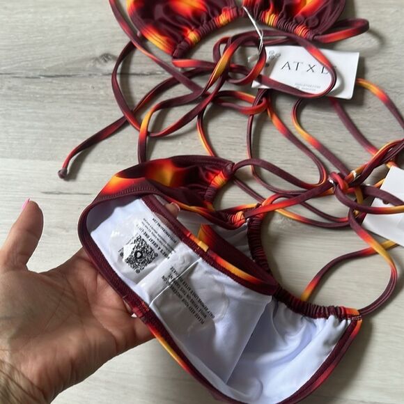 Amelie Teje String Tops & Bottoms Playa Blanca Glow in‎ Burgundy XS NWT in pkg - Picture 5 of 7